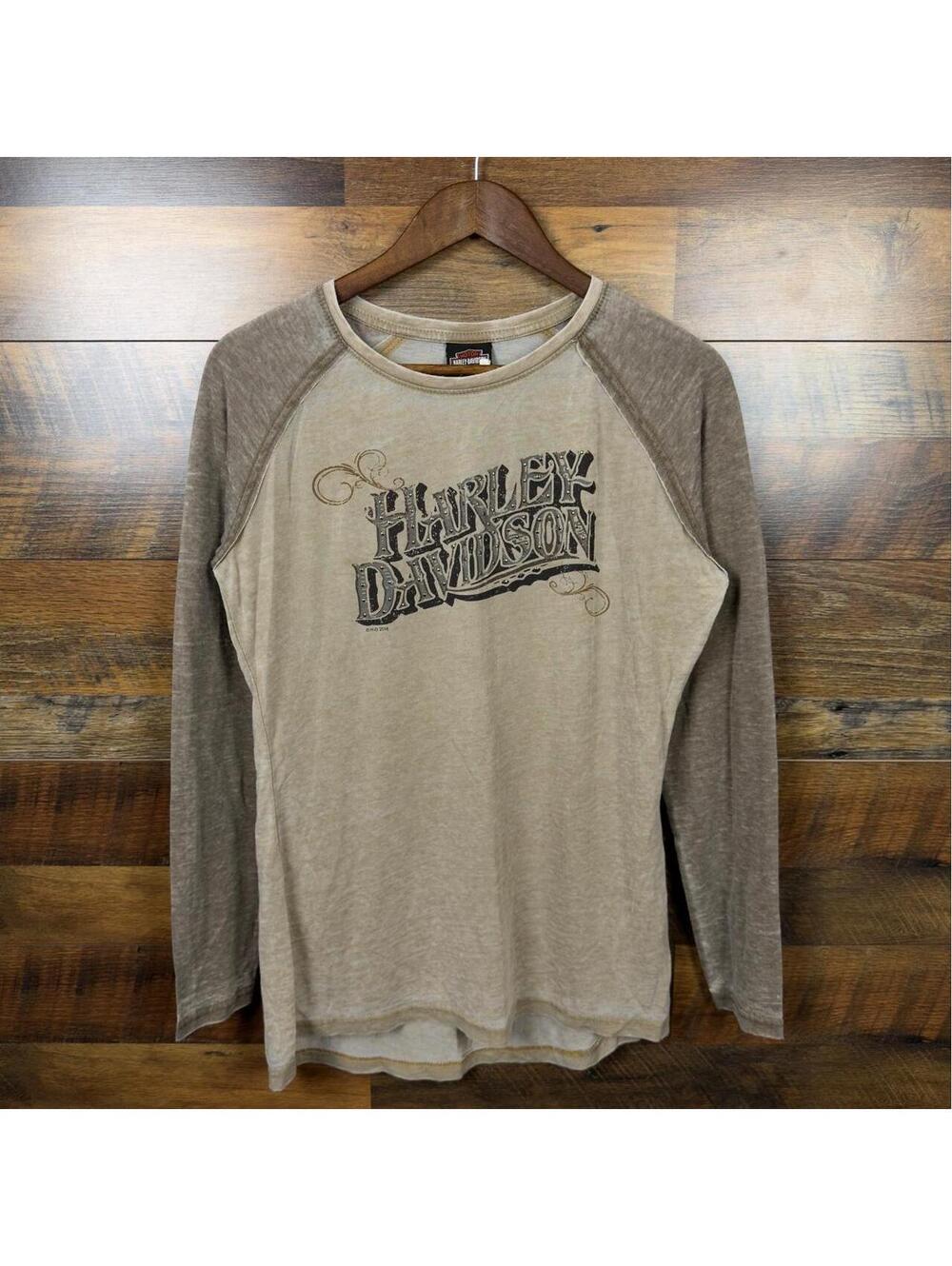 Harley-Davidson Women’s Gray Raglan Long Sleeve Shirt Size Large